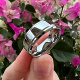 Tungsten Carbide Ring Beveled Edges Flat Polished Finish
