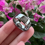 Tungsten Carbide Ring Beveled Edges Flat Polished Finish