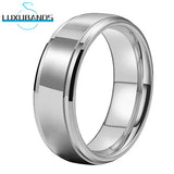 Tungsten Carbide Ring Beveled Edges Flat Polished Finish