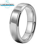 Tungsten Carbide Ring Beveled Edges Flat Polished Finish