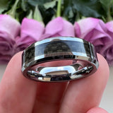 Tungsten Carbide Rings Beveled Edges Carbon-Fiber Inlay Polished Finish