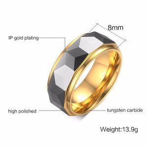 Tungsten Carbide Multi-Faceted Prism Ring 8MM Comfort Fit