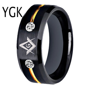 Tungsten Carbide Masonic Ring Anniversary Gift