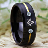 Tungsten Carbide Masonic Ring Anniversary Gift