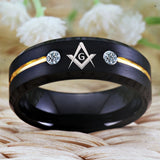 Tungsten Carbide Masonic Ring Anniversary Gift