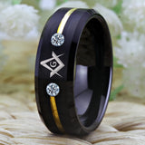 Tungsten Carbide Masonic Ring Anniversary Gift