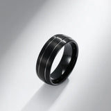 Tungsten Carbide Men's Ring 8MM Matte Wedding Band Double Lines