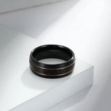 Tungsten Carbide Men's Ring 8MM Matte Wedding Band Double Lines