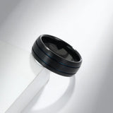 Tungsten Carbide Men's Ring 8MM Matte Wedding Band Double Lines