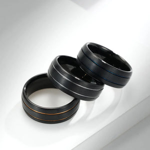 Tungsten Carbide Men's Ring 8MM Matte Wedding Band Double Lines