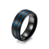 Tungsten Carbide Men's Ring 8MM Matte Wedding Band Double Lines