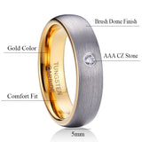Tungsten Carbide Wedding Bands 5mm for Women, 6mm for Men CZ Stone Comfort Fit