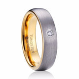Tungsten Carbide Wedding Bands 5mm for Women, 6mm for Men CZ Stone Comfort Fit