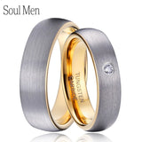 Tungsten Carbide Wedding Bands 5mm for Women, 6mm for Men CZ Stone Comfort Fit