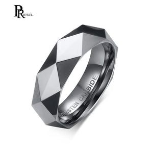 Tungsten Carbide Silver Spinner Prism Rhombus Cut 6mm Men's Wedding Ring