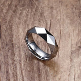 Tungsten Carbide Silver Spinner Prism Rhombus Cut 6mm Men's Wedding Ring