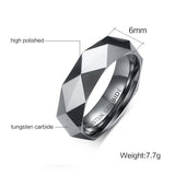 Tungsten Carbide Silver Spinner Prism Rhombus Cut 6mm Men's Wedding Ring