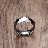 Tungsten Carbide Silver Spinner Prism Rhombus Cut 6mm Men's Wedding Ring