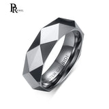 Tungsten Carbide Silver Spinner Prism Rhombus Cut 6mm Men's Wedding Ring