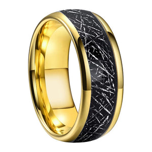 Tungsten Carbide Wedding Ring 6mm 8mm Meteorite Inlay Band