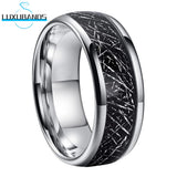 Tungsten Carbide Wedding Ring 6mm 8mm Meteorite Inlay Band