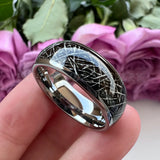 Tungsten Carbide Wedding Ring 6mm 8mm Meteorite Inlay Band