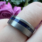 Tungsten Carbide Wedding Ring with Crushed Lapis Inlay 8mm