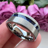 Tungsten Carbide Wedding Ring with Crushed Lapis Inlay 8mm