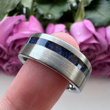 Tungsten Carbide Wedding Ring with Crushed Lapis Inlay 8mm