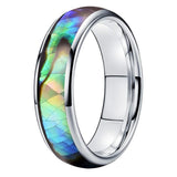 Tungsten Carbide Wedding Ring Abalone Shell Inlay Grooved Bands
