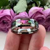 Tungsten Carbide Abalone Shell Inlay Wedding Ring 8mm