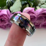 Tungsten Carbide Abalone Shell Inlay Wedding Ring 8mm