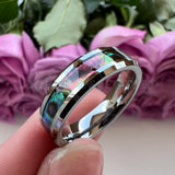 Tungsten Carbide Abalone Shell Inlay Wedding Ring 8mm