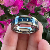 Tungsten Carbide Wedding Ring 8mm Carbon-Fiber Inlay Polished Finish