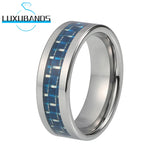Tungsten Carbide Wedding Ring 8mm Carbon-Fiber Inlay Polished Finish