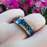 Tungsten Carbide Wedding Ring 8mm Carbon-Fiber Inlay Polished Finish