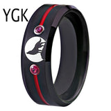 Tungsten Carbide Wolf Moon Ring Men's Wedding Band