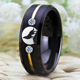 Tungsten Carbide Wolf Moon Ring Men's Wedding Band