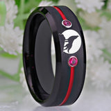 Tungsten Carbide Wolf Moon Ring Men's Wedding Band