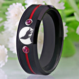 Tungsten Carbide Wolf Moon Ring Men's Wedding Band