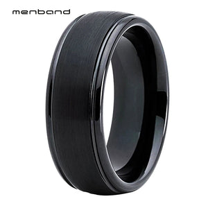 Tungsten Ring Wedding Band 8MM Grooved Brushed Finish