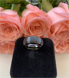 Tungsten Ring Wedding Band 8MM Grooved Brushed Finish