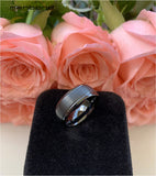 Tungsten Ring Wedding Band 8MM Grooved Brushed Finish