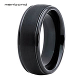 Tungsten Ring Wedding Band 8MM Grooved Brushed Finish