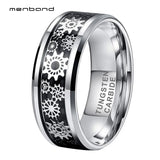 Tungsten Ring with Mechanical Gear Wheel Carbon Fiber Inlay 8MM
