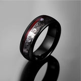 Tungsten Steel Ring Triple Spiral Pattern+Red Guitar String Wedding Rings