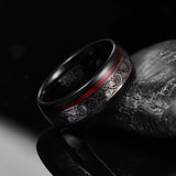 Tungsten Steel Ring Triple Spiral Pattern+Red Guitar String Wedding Rings