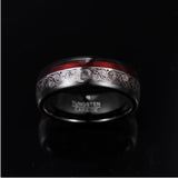 Tungsten Steel Ring Triple Spiral Pattern+Red Guitar String Wedding Rings