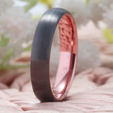 Tungsten Wedding Band Ring 4mm/6mm/8mm Men Women Plated Gunmetal Brushed