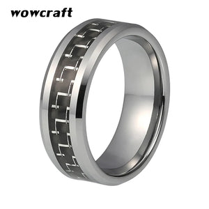 Tungsten Wedding Band Carbon Fiber Inlay Ring